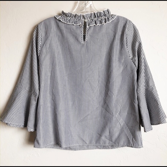 NWT After Market | Pinstripe Ruffle Collar Blouse - Picture 4 of 4